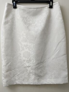 ​Preston & York White Jacquard Damask Knee Length Skirt 8 Floral Special Events